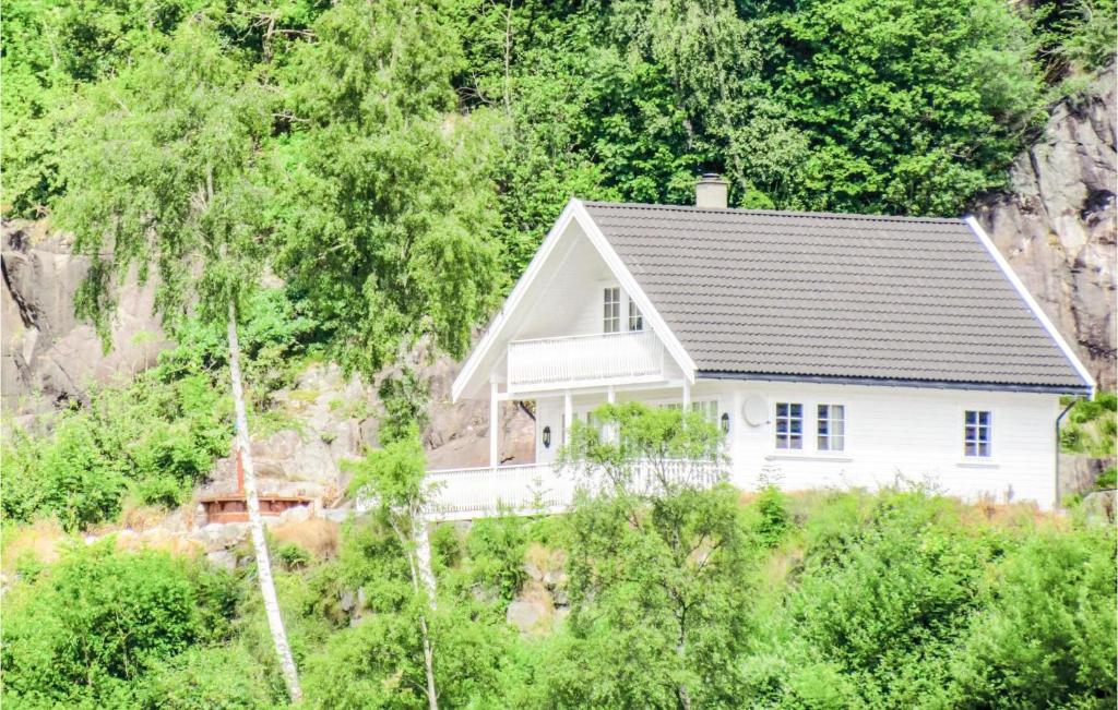 a white house on the side of a mountain at Lovely Home In Fister With Wifi in Fister
