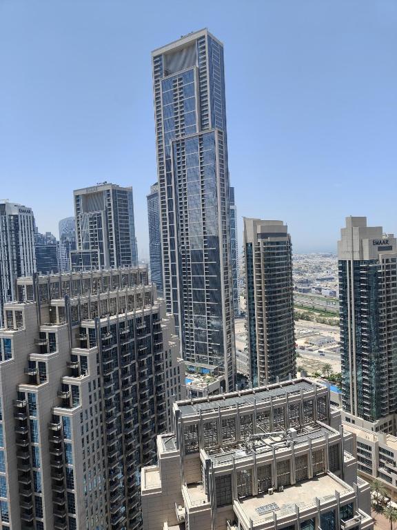 a view of a city skyline with tall buildings at 2BD Luxury Opera District Apt Downtown in Dubai