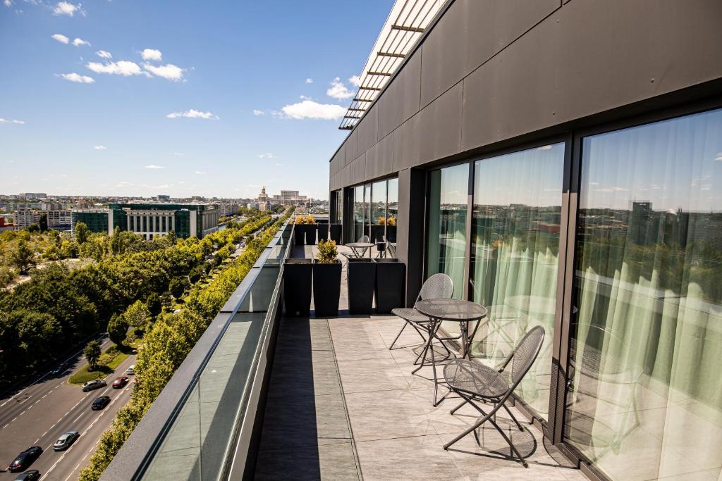 Un balcon sau o terasă la Union Plaza Hotel