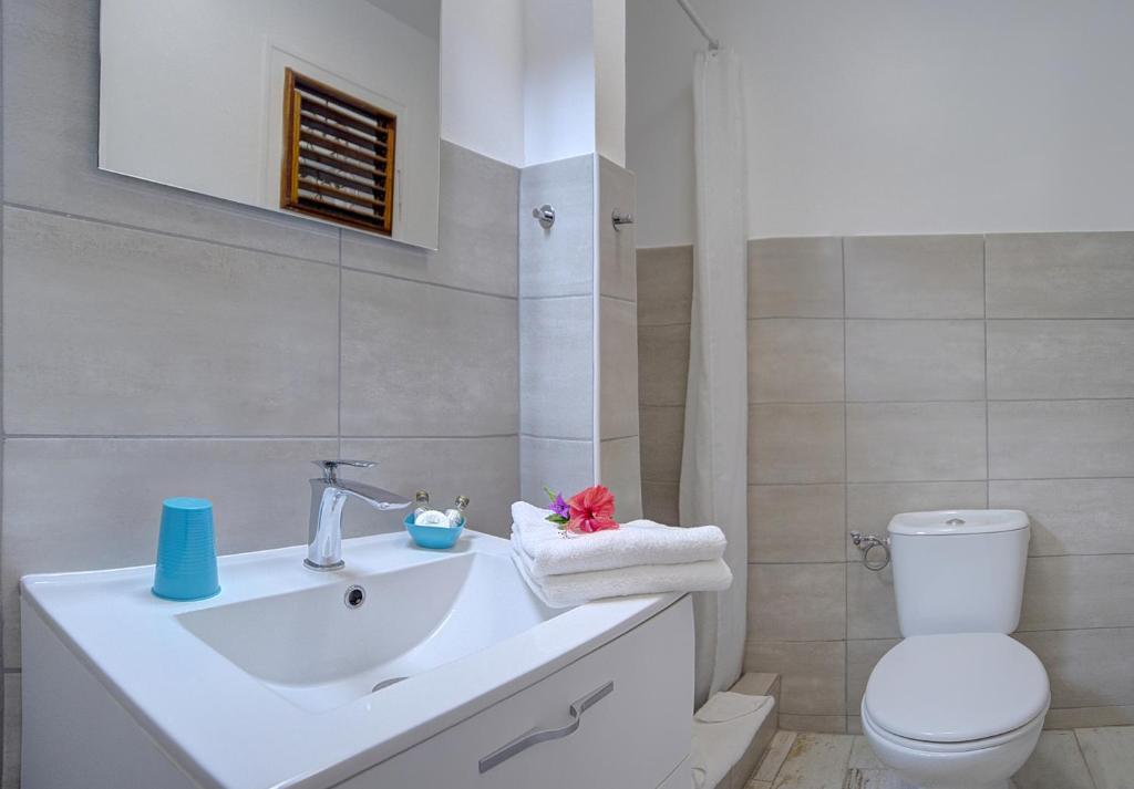 Koupelna v ubytování Résidence Ti'Kéol - Appartements avec terrasse 2 à 4 personnes, piscine