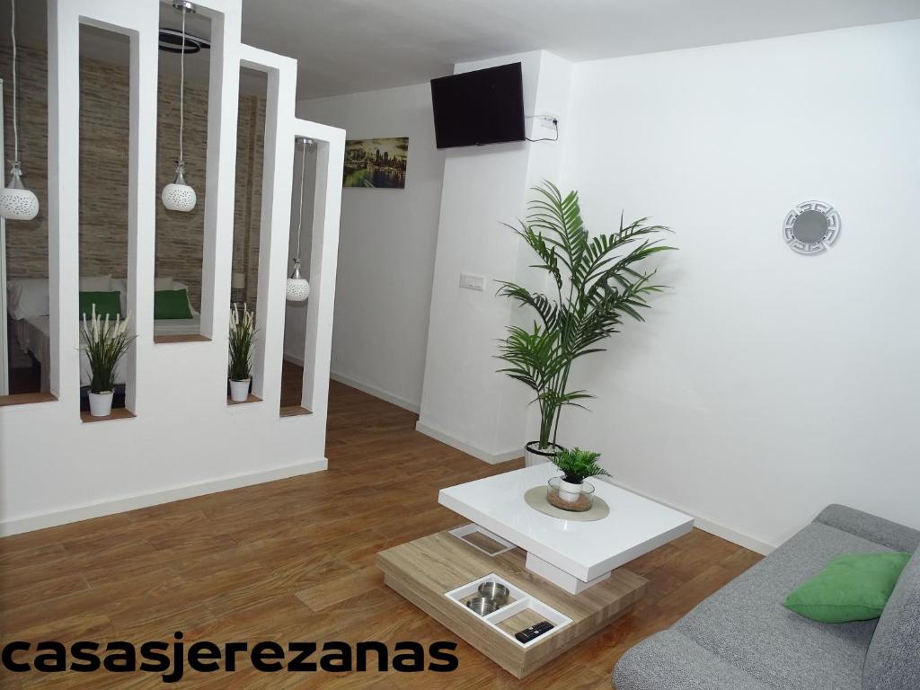 Televízia a/alebo spoločenská miestnosť v ubytovaní Casas jerezanas Loft Olivier