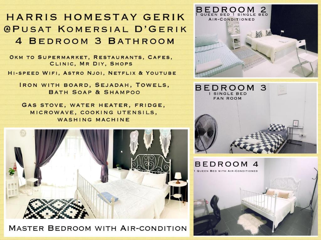 a flyer for an event with a bed room at Harris Homestay Gerik Town, Free Wifi & Netflix in Gerik