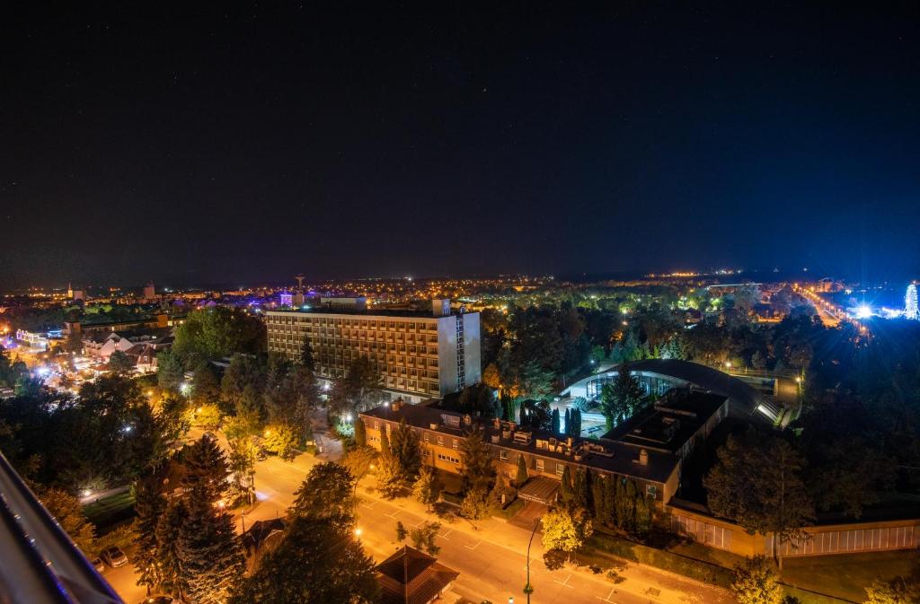 Nespecifikovaný výhled na destinaci Hajdúszoboszló nebo výhled na město při pohledu z hotelu
