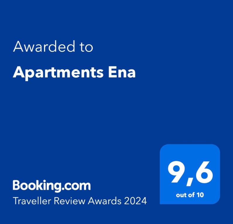 Certifikát, hodnocení, plakát nebo jiný dokument vystavený v ubytování Apartments Ena