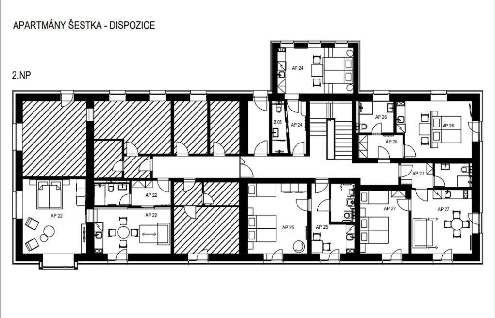 Půdorys ubytování Apartmány Šestka