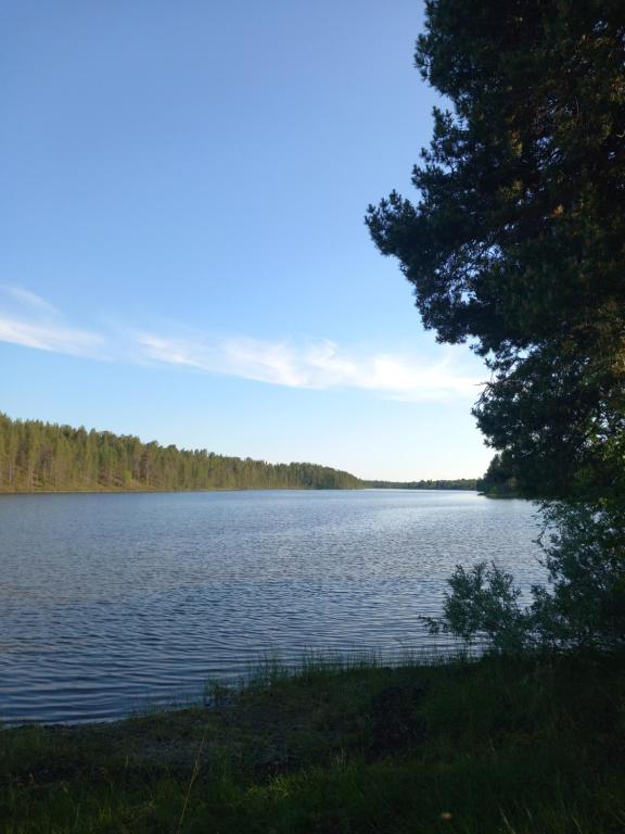 a view of a large body of water at Rustic Old Lakeside Cottage at Sevettijärvi in Sevettijärvi