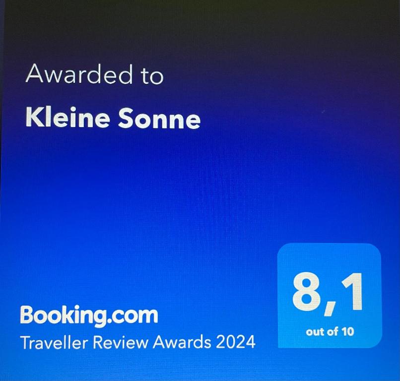 Certifikát, hodnocení, plakát nebo jiný dokument vystavený v ubytování Kleine Sonne