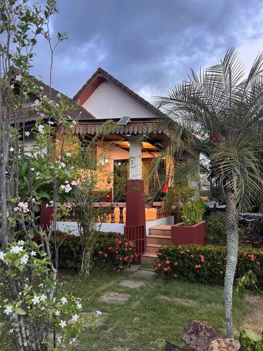 a house with a palm tree in front of it at Dreamcatcher Bungalow in Bophut