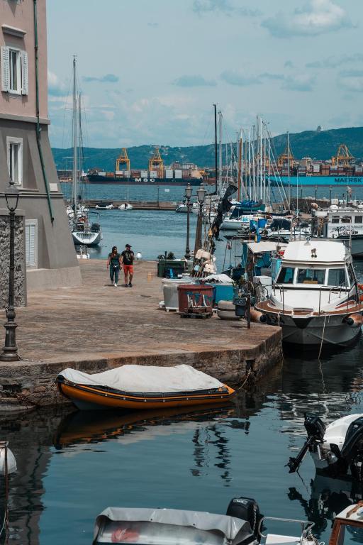 a group of boats docked at a marina at Hurban Apartments Muggia in Muggia
