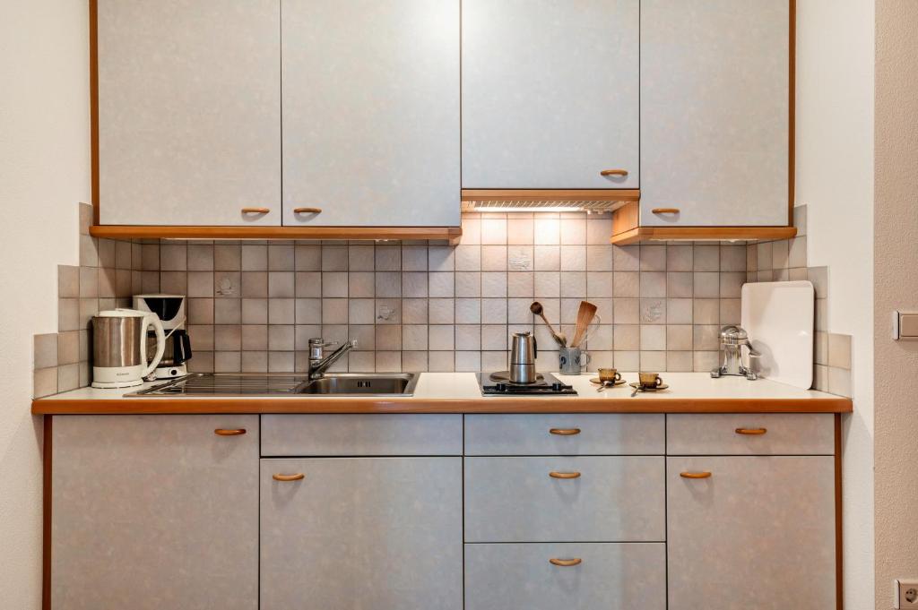 Kuchyň nebo kuchyňský kout v ubytování Appartments Reichegger