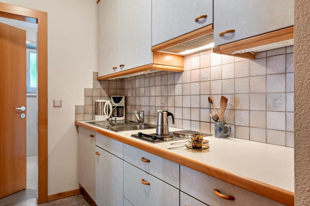 Kuchyň nebo kuchyňský kout v ubytování Appartments Reichegger