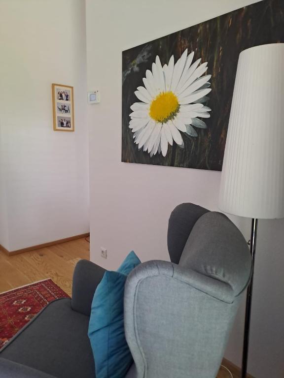 Posezení v ubytování Ferienhaus Atterseetraum