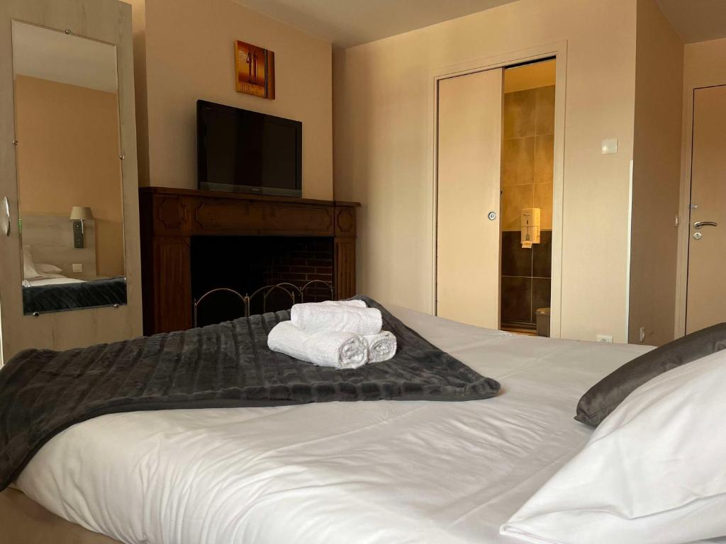 Postel nebo postele na pokoji v ubytování Brit Hotel Du Dauphin L'Aigle