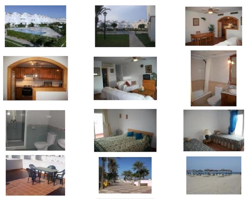 a collage of photos of a hotel room at Buganvillas Urbanisation House Facing Pool in Vera