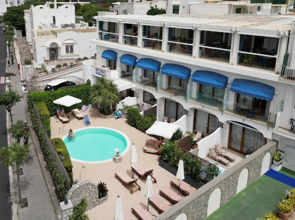 an aerial view of a hotel with a swimming pool at Bougainville Luxury Boutique Hotel in Anacapri