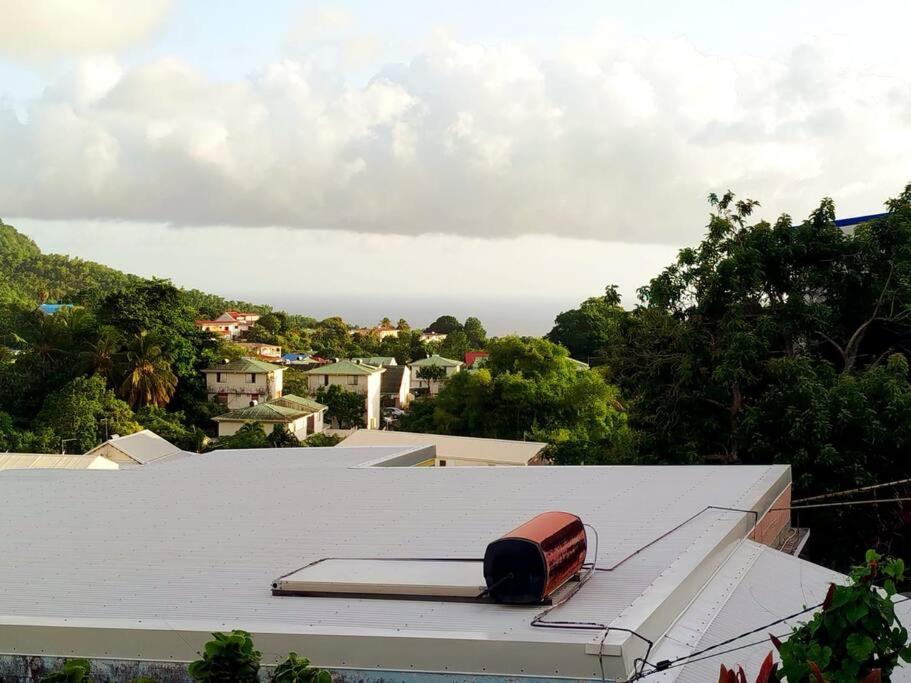 a roof with an object sitting on top of it at Petit cocon vue mer in Gourbeyre