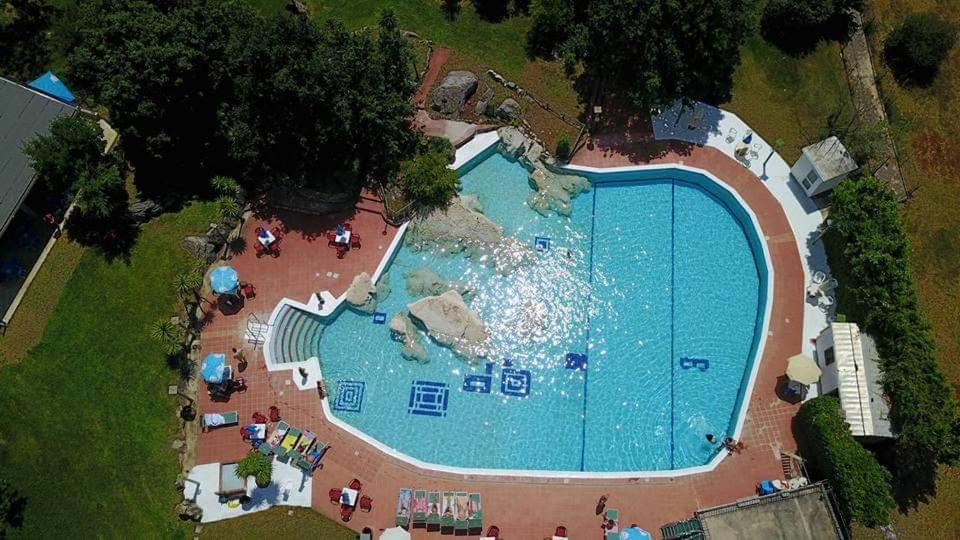 an overhead view of a large swimming pool at Agriturismo Barbitto in Sezze