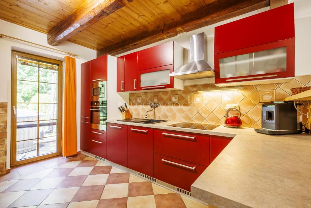Kuchyň nebo kuchyňský kout v ubytování Chalet Horní Orlice