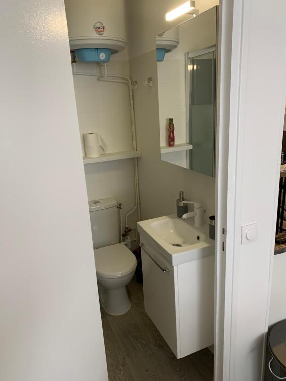 a bathroom with a toilet and a sink at Studio Deauville in Deauville