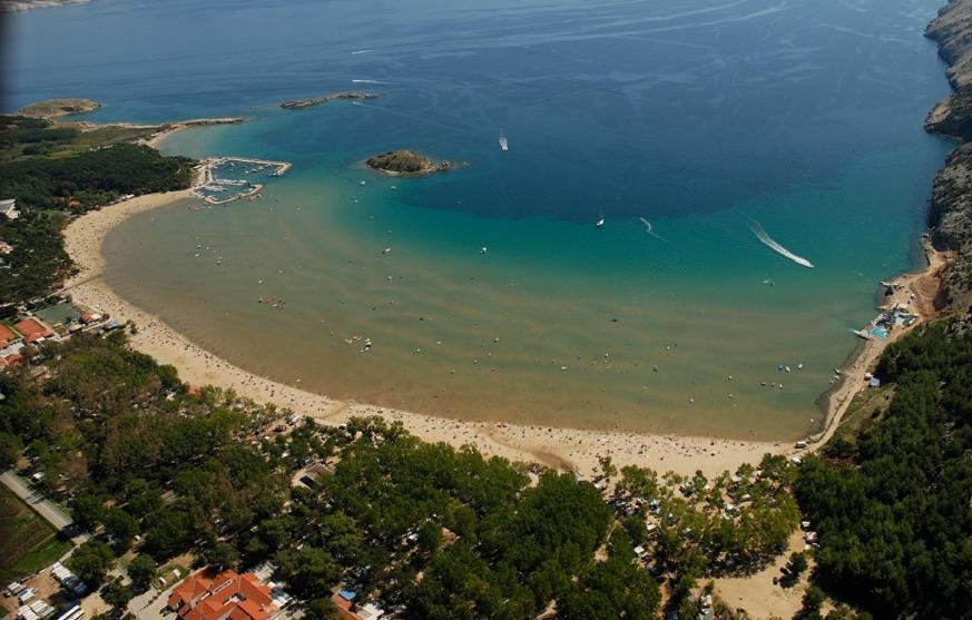 an aerial view of a beach with boats in the water at Apartment in Lopar with sea view, terrace, washing machine 593-2 in Lopar