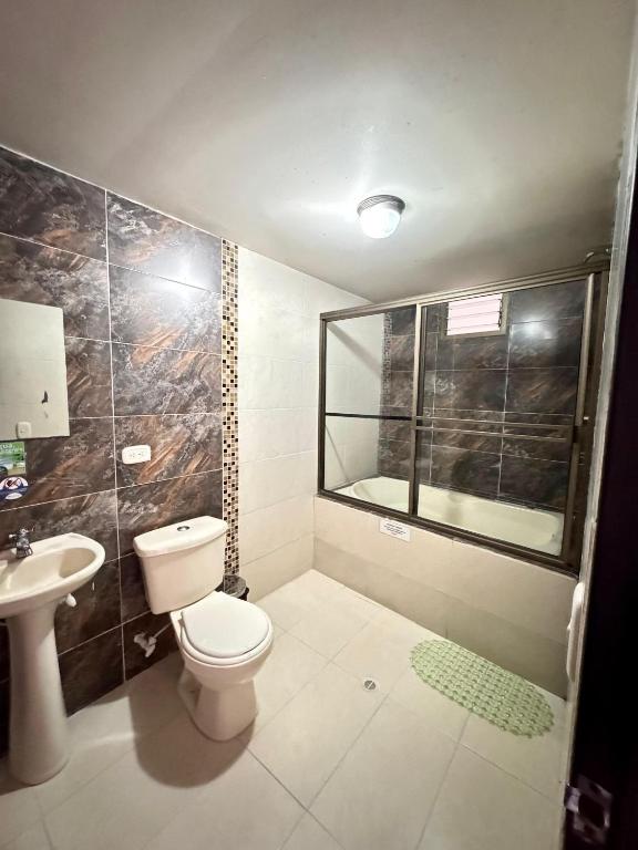 Koupelna v ubytování Hotel Portal Dorado