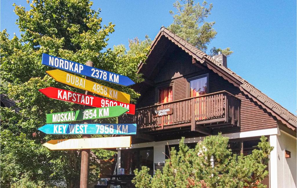 a bunch of street signs in front of a house at Ferienhaus 72 In Frankenau in Frankenau
