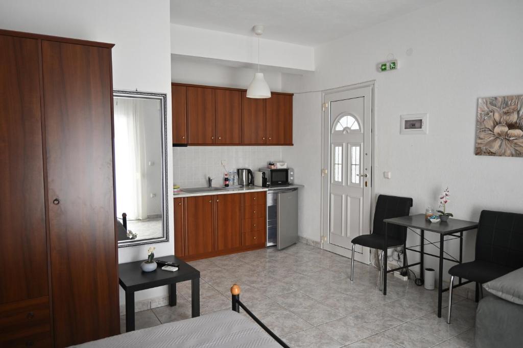 Kuchyň nebo kuchyňský kout v ubytování Doukas Aparthotel