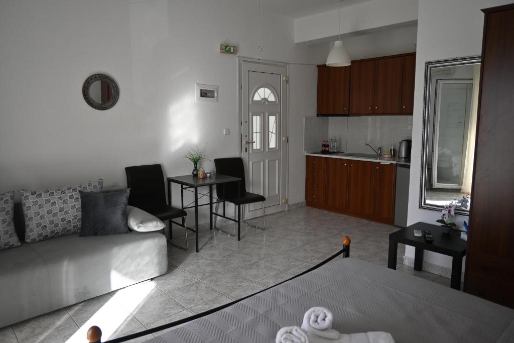 Kuchyň nebo kuchyňský kout v ubytování Doukas Aparthotel