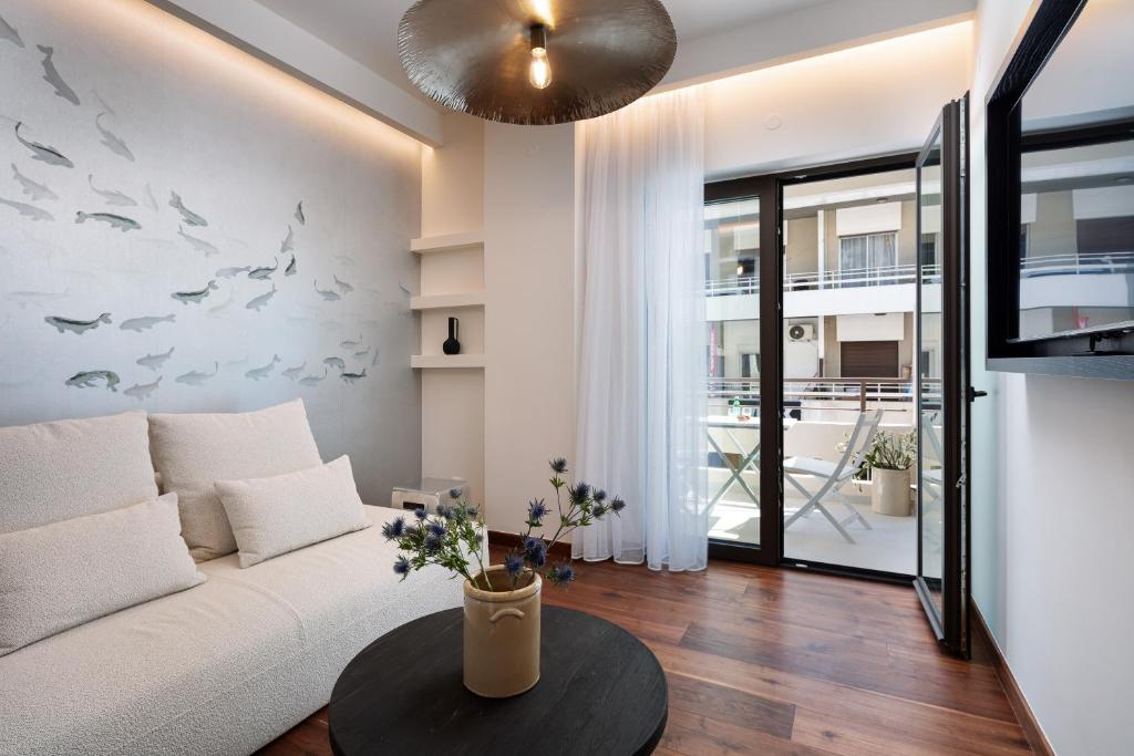 Χώρος καθιστικού στο Sea Path IV Chania city center luxury Appartment