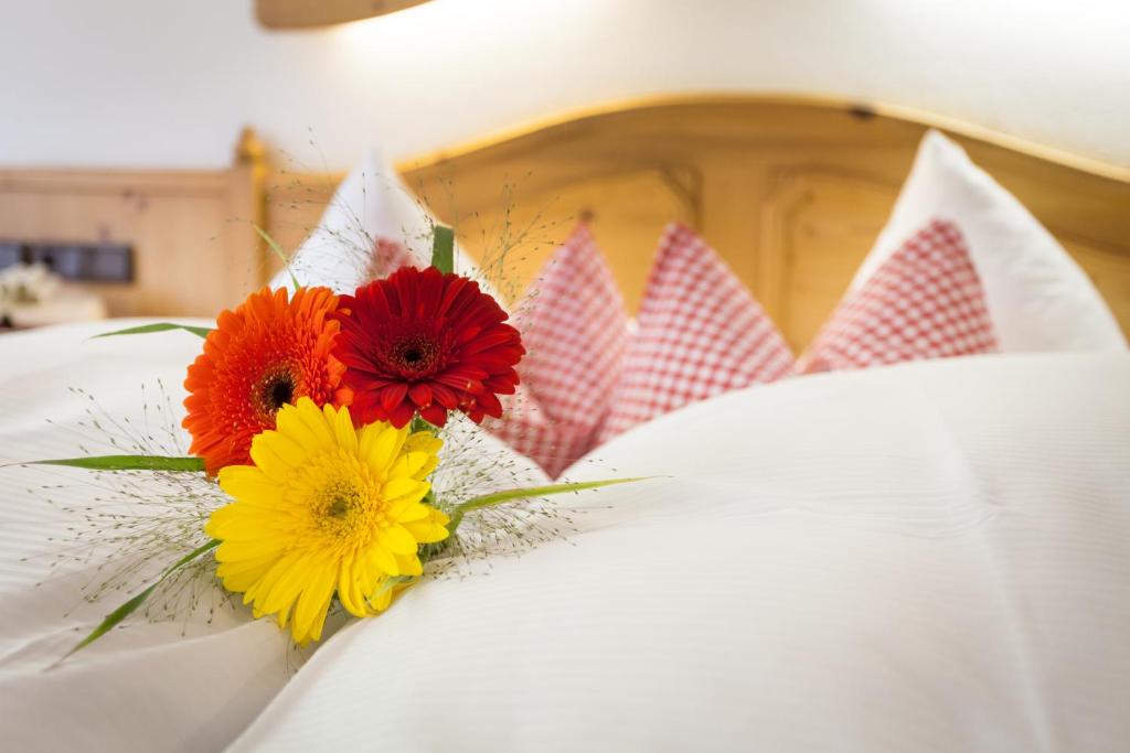 Postel nebo postele na pokoji v ubytování Hotel Garni Hanslerhof " Urlaub am Bauernhof "
