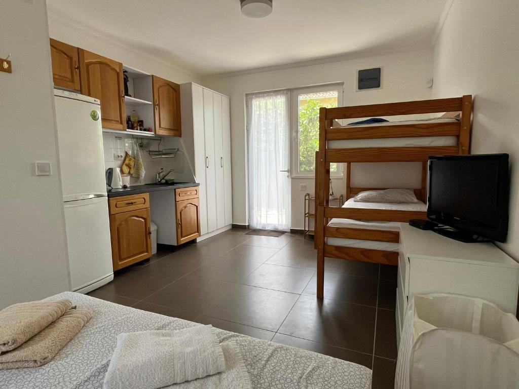 Kuchyň nebo kuchyňský kout v ubytování Apartments Simba