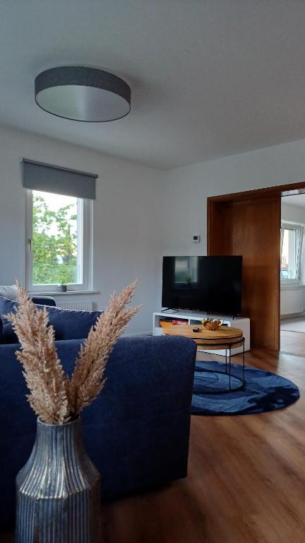 TV a/nebo společenská místnost v ubytování Ruhige Stadtwohnung, 107 m2