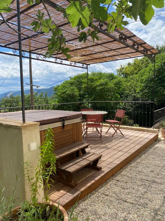 Balkón nebo terasa v ubytování Le Mas du Rochet - Gîte à la campagne avec spa privé - 2 à 4 pers