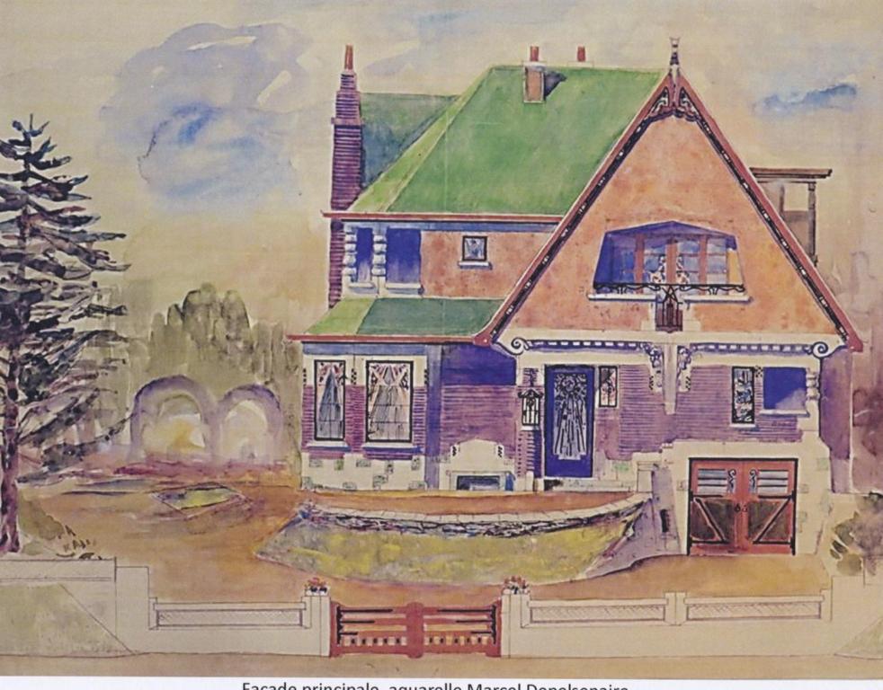 a drawing of an old house at la villa dewez a loverval in Gerpinnes