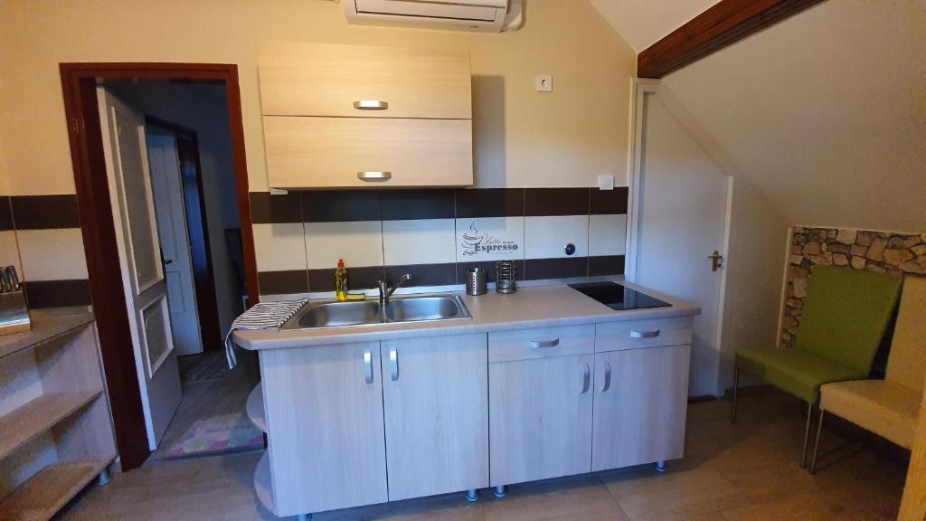 Kuchyň nebo kuchyňský kout v ubytování Ágnes Vendégházak Siófok-apartman 2