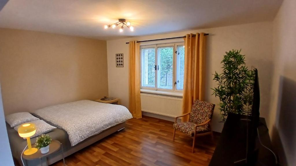 Postel nebo postele na pokoji v ubytování Dům Krčín