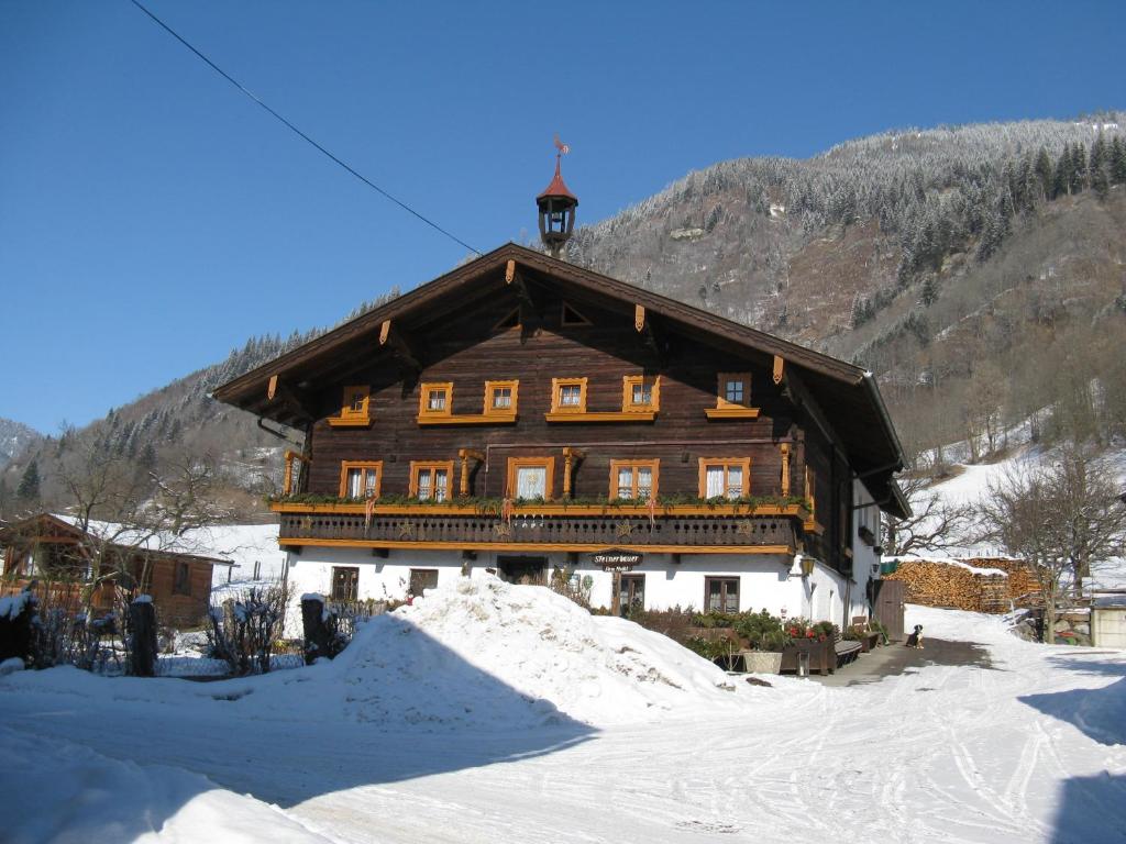 ドルフガシュタインにあるSteinerbauerの雪山の大木造家屋