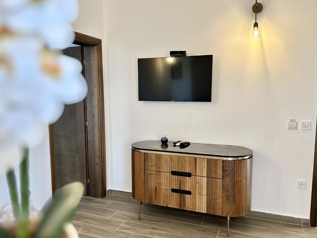 TV a/nebo společenská místnost v ubytování Akhdar Apartments