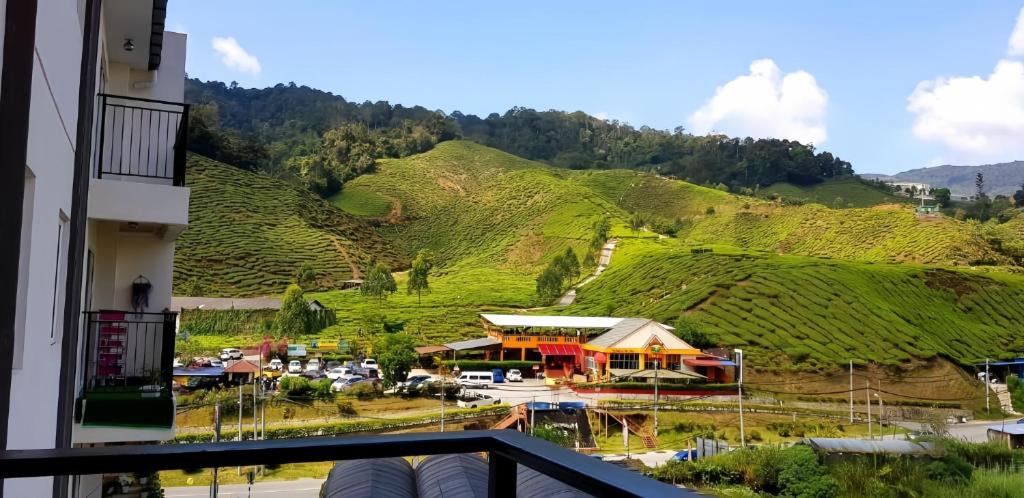 Blick auf einen Weinberg von einem Balkon in der Unterkunft Peony Apartment Cameron Highland in Kampung Kuala Terla