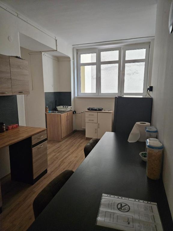 Kuchyň nebo kuchyňský kout v ubytování Black Style ROOMS Moravske namesti