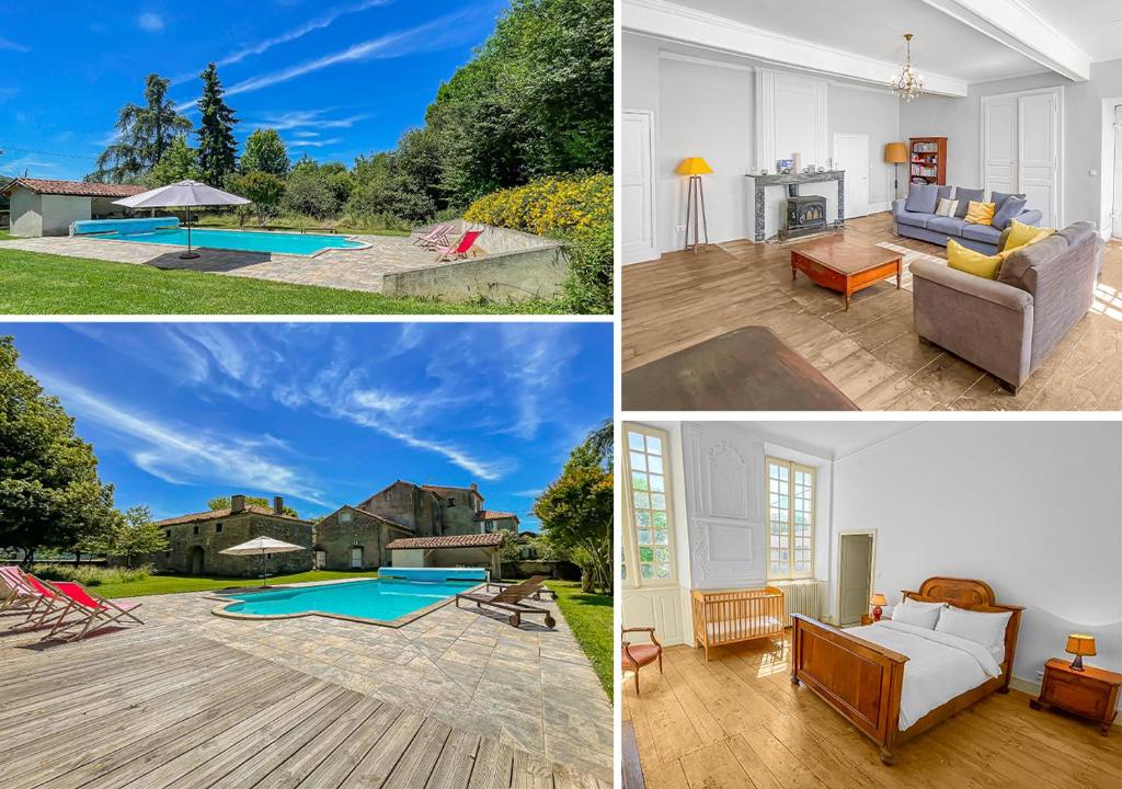 un collage de cuatro fotos de una casa en Retraite Royale à Valentine, en Valentine