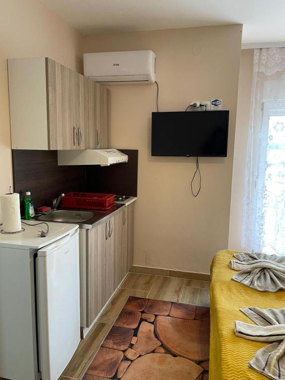Kuchyň nebo kuchyňský kout v ubytování Apartmani Andrijana