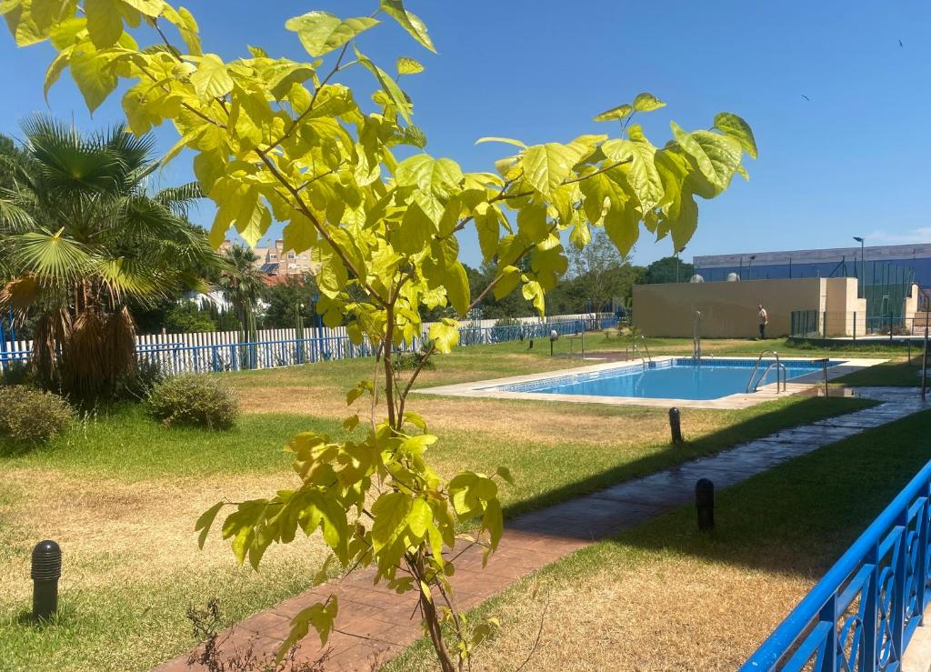 Bazén v ubytovaní FIBES Apartamento con piscina y parking gratis alebo v jeho blízkosti