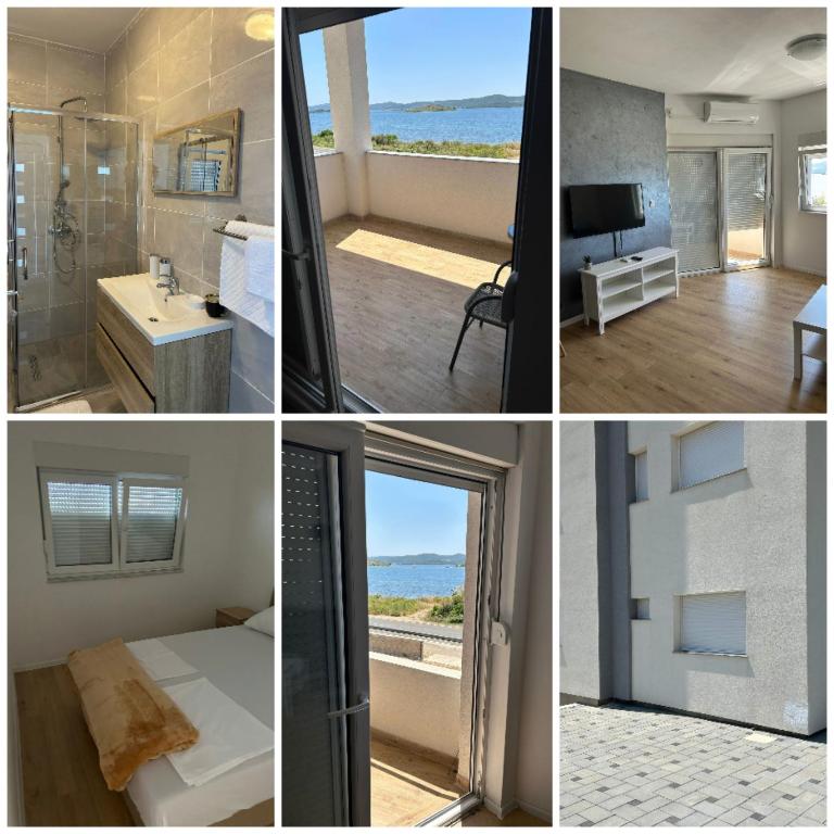 a collage of photos of a bathroom and a room at Galešnjak in Sveti Petar