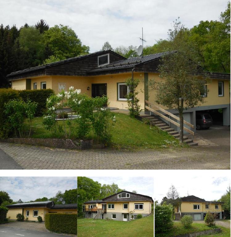 two pictures of a house in two different views at idylischer Bachplatz in Oerlinghausen