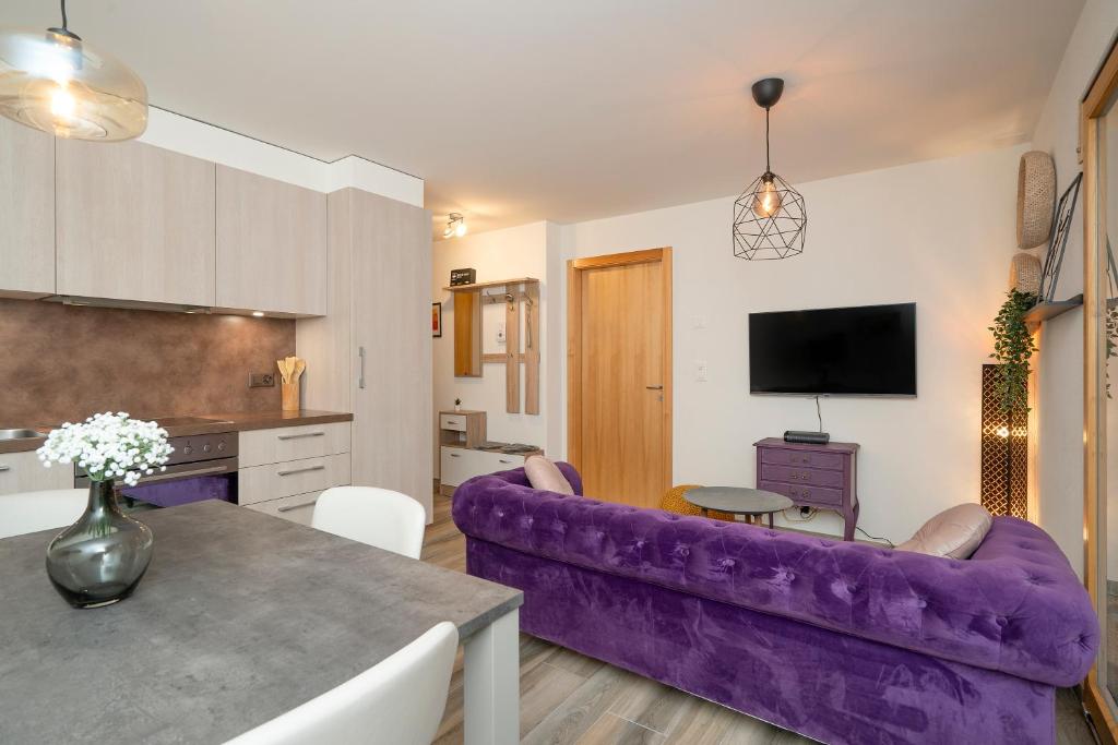 TV a/nebo společenská místnost v ubytování Apartment Lotus