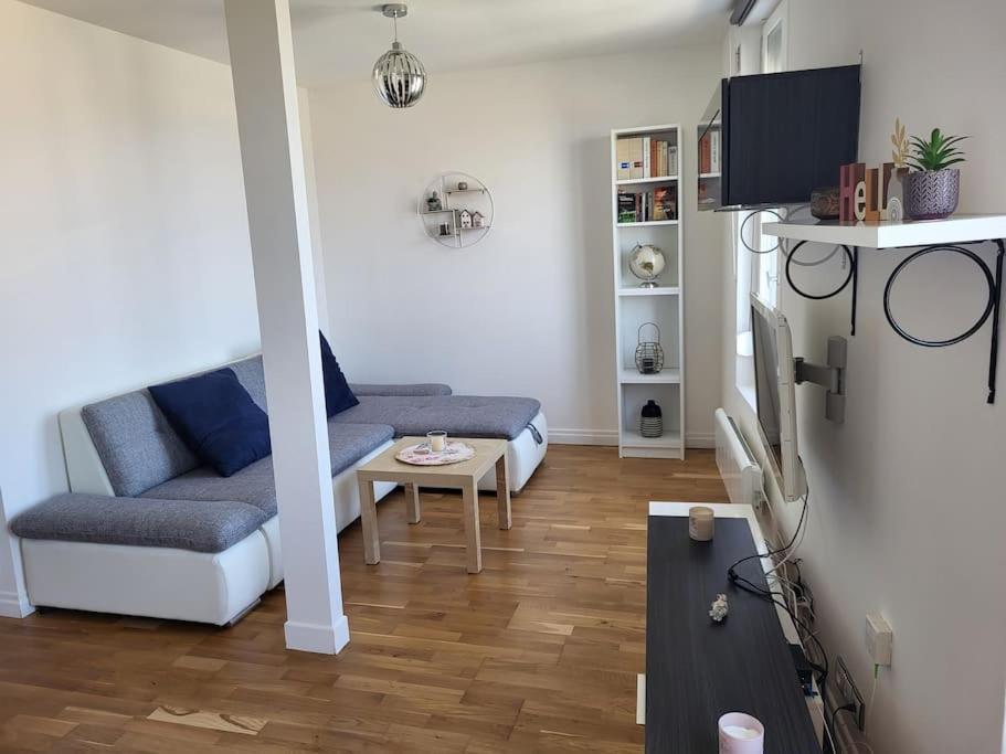 TV a/nebo společenská místnost v ubytování Appartement vue mer à 100 m de la plage
