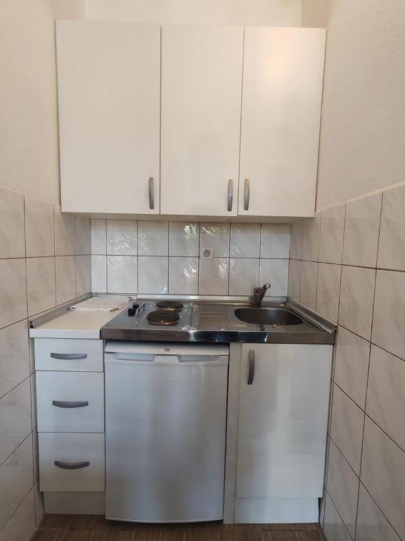 Kuchyň nebo kuchyňský kout v ubytování Apartments Lucerna