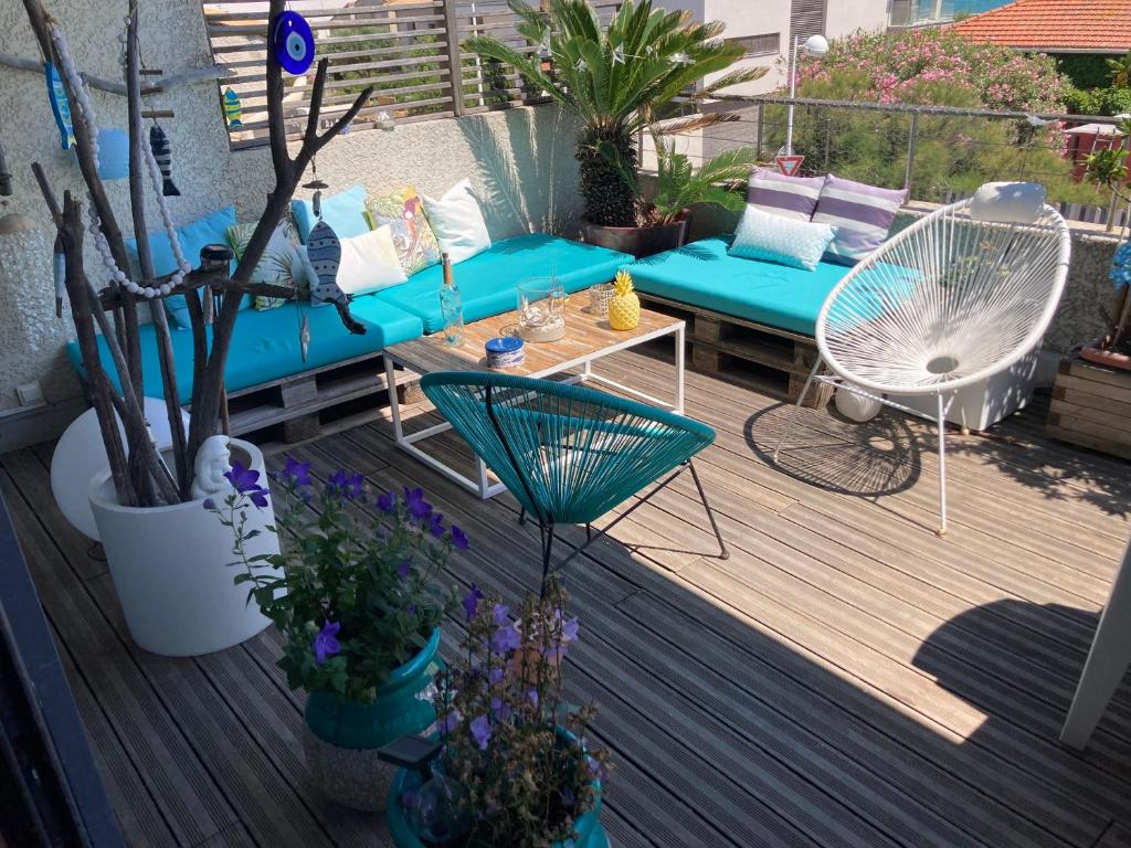 Posezení v ubytování Duplex 105 m2 vue mer, terrasse 30m2