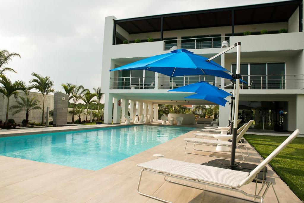 Bazén v ubytování Hotel Aqua Spa & Resort nebo v jeho okolí